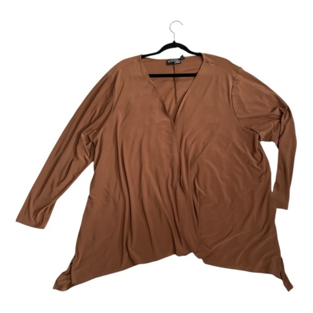 Attitudes By Renee Brown Long Sleeve Tunic Womens 3X Relaxed Casual Top